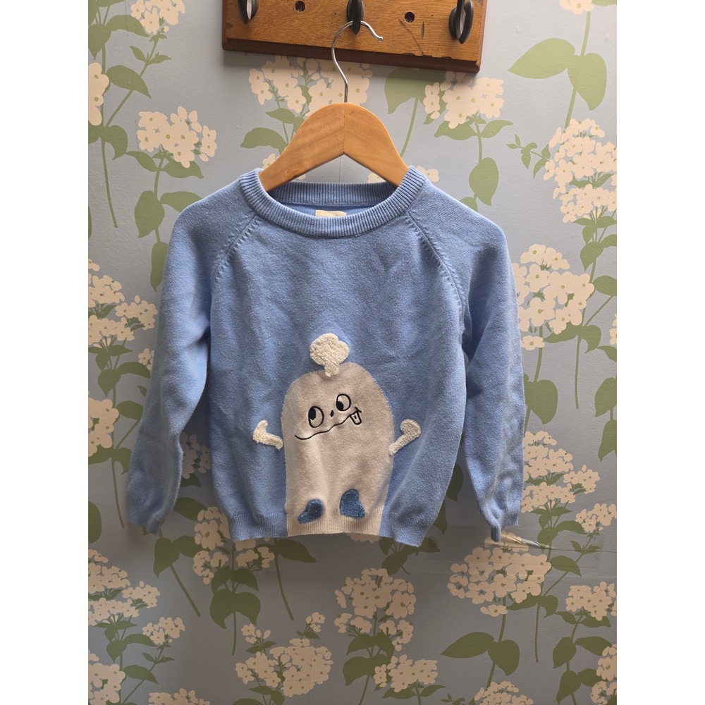 Little People Singapore Kids Light Blue Yeti Monster Knit Sweater Size 3-4 Years